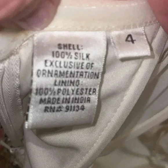 Scalia Sequins/ Off white Silk Dress-4 - Picture 11 of 13